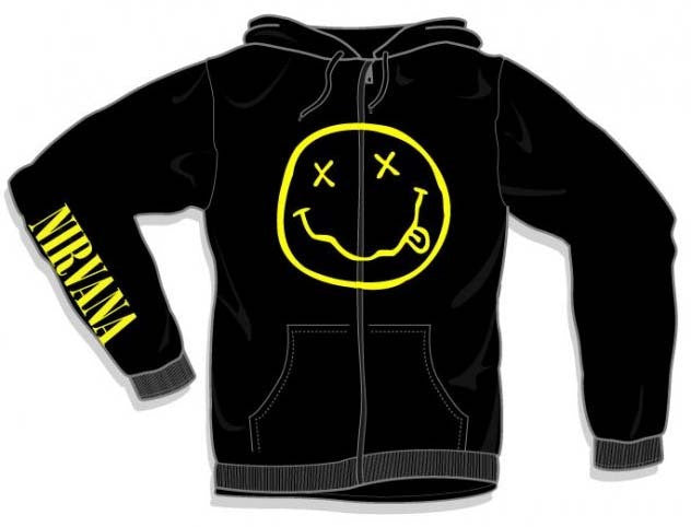 Nirvana Smile Discharge Zip Hoodie Sweatshirt