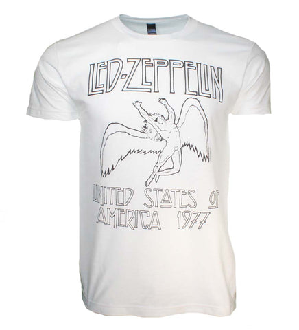 Led Zeppelin USA 77 White T-Shirt